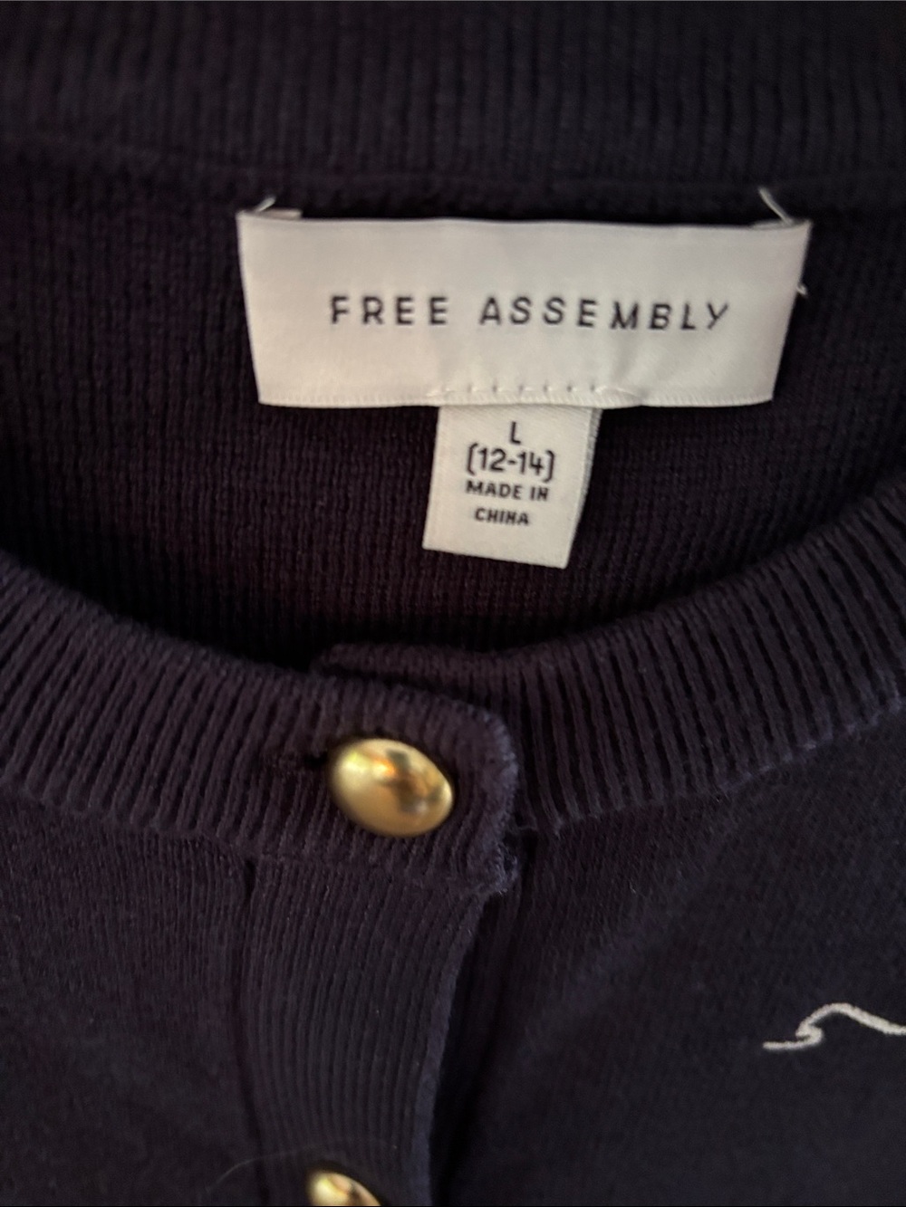 Free Assembly Navy Nautical Embroidered Cardigan lrg ptp 20 - Picture 3 of 6